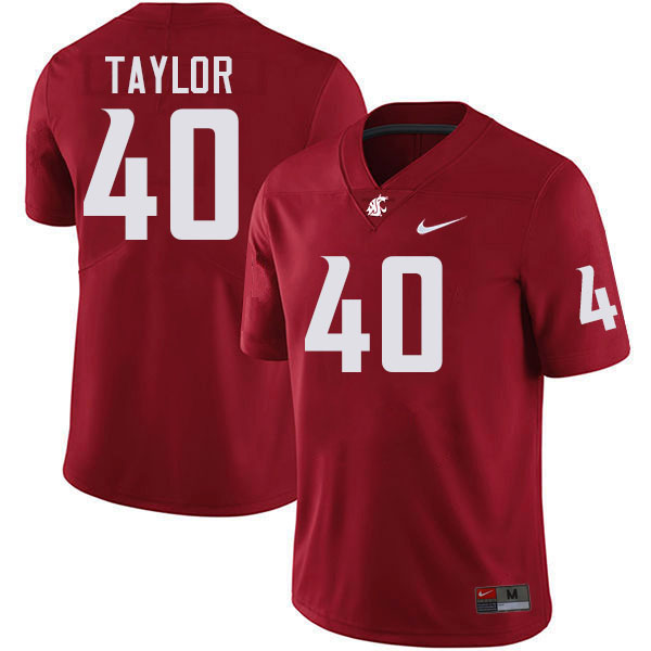 Men #40 Joe Taylor Washington State Cougars College Football Jerseys Stitched-Crimson